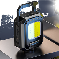 Gantungan kunci COB Mini isi ulang, senter dengan lampu berkemah luar ruangan LED pengisi daya USB magnetis kuat