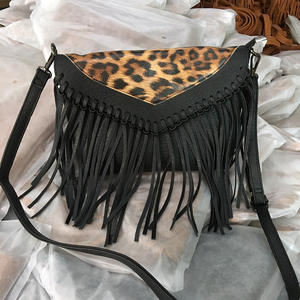 Bolso Hobo de cuero con flecos y borla para mujer, bandolera de piel de vaca con leopardo Cheetah - Product Image 5