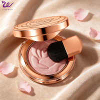 Rubor Mineral de Larga Duración para Pequeñas Empresas, Marca Privada, Logotipo Personalizado, Brocha con Espejo, Vegano, Alta Pigmentación, Estuche Color Oro Rosa, Polvo Brillante