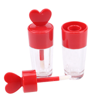 Tube cosmétique vide pour brillant à lèvres et rouge à lèvres, en plastique, en forme de cœur rouge, imprimé couleur personnalisée, 4 ml