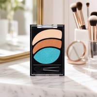 Palette de fards à paupières en poudre nacrée - Teintes terre cuite et turquoise, finition scintillante, formule soyeuse et facile à estomper, résistante à l'eau, hautement pigmentée
