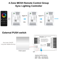 Controlador de Malla Inalámbrico LED de 4 Zonas, Regulador RGB Tuya Smart, Compatible con Alexa y Google Assistant, DC12V-48V, 5 Canales, Alcance de 30M, Carga Máxima de 1440W