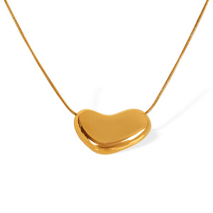 Heart Shape <b>Titanium</b> Steel Snake <b>Chain</b> Necklace 18k Gold Plated Stainless Steel Pendant For Women Gift Jewelry - Product Image 5