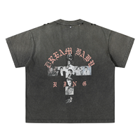 T-shirt unisexe rétro délavé et vieilli, coupe ample, style streetwear, imprimé éclaboussures d'encre, motif graphique vintage, personnalisable pour hommes et femmes