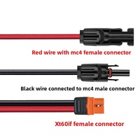 Câble de conversion sur mesure MC4 vers XT60-F pour harnais de connecteurs solaires, fil rouge et noir 1015 12AWG pour système de stockage d'énergie solaire