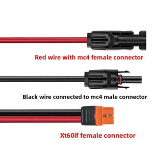 Cavo di Conversione Personalizzato da Connettore Solare MC4 a XT60-F, 1015 12AWG, Filo Rosso e Nero per Sistema di Accumulo Energia Solare - Product Image 3