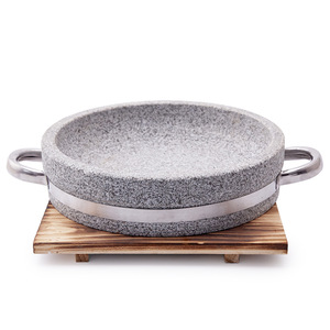 Stone Food Deep Stone Pot Round High Temperature Resistant Crack Resistant For Korean Bibimbap Hot Food Display - Product Image 2