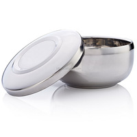 Gobelet à raser en acier inoxydable argenté pour homme, avec couvercle, bol à savon à raser avec couvercle, produit d'épilation, vente en gros
