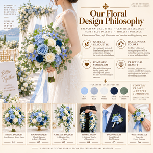 Bouquet de mariée de luxe élégant, artificiel, blanc, <span class=keywords><strong>orchidée</strong></span> et rose bleue, fait main, style européen, pour Thanksgiving et remise de diplôme - Product Image 5