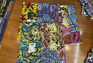 Tissu en dentelle imprimée africaine bleu royal, coton hollandais, 6 yards - Product Image 6