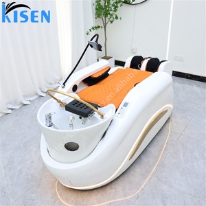 เตียงสระผมไฟฟ้าอเนกประสงค์ KISEN รุ่นโมเดิร์น พร้อมระบบนวดผ่อนคลาย ปรับระดับได้ เก้าอี้สปาเสริมสวย เซรามิก สำหรับร้านเสริมสวย - Product Image 1