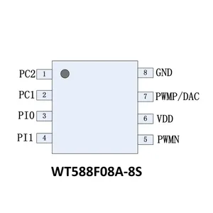 Waytronic WT588F02A-8S 8pin आवाज ध्वनि चिप Mp3 प्लेयर विकोडक आईसी सर्किट चिप तर्क आईसीएस 16-बिट डीएसपी आवाज चिप