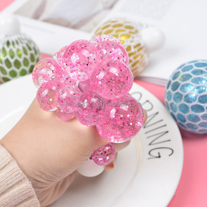 7cm Colorful Bead Grape TPR Squeeze Ball Stress Relief Fidget Toy Creative <b>Squishy</b> Vent Ball for Anxiety Relief - Product Image 1