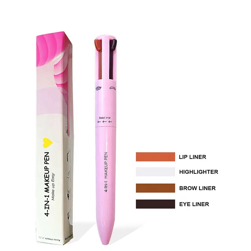 Highlighter lipliner pencil Private label 4in1 makeup pencil Custom logo pink blue eyebrow eyeliner pen