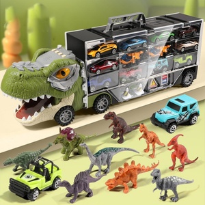 Coche de juguete de dinosaurio para niños - Tractor de inercia de plástico ecológico de doble cara con almacenamiento y función de retroceso - Product Image 6