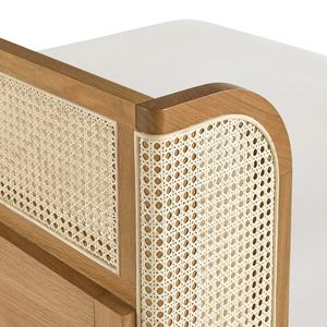 Base de Cama de Madera Maciza Estilo Nórdico Francés con Cabecera de Ratán, Tamaño Queen/King - Product Image 5