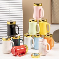 Mug en céramique à miroir, design nordique, couleur unie, éclatante, pour la maison, couple, entreprise