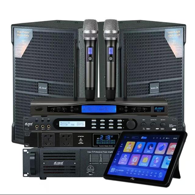 Professional KTV Set by German Lambo Sound 12-Inch Complete Karaoke Equipment with C18Pro Amplifier and 2 Wireless Microphones