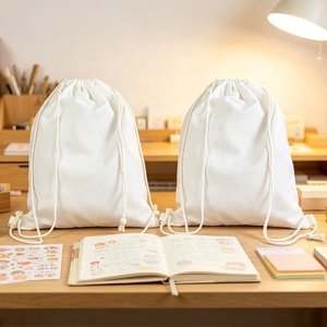 Sacchetto in tela con coulisse personalizzabile con logo, ecologico, biologico, OEM, per regali e confezioni, con logo stampato, beige bianco, con tasca - Product Image 4