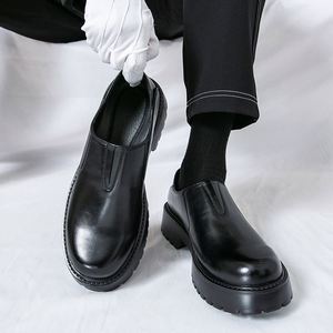 Chaussures décontractées pour hommes à col montant, style business anglais, à enfiler, sans lacets, automne - Product Image 4