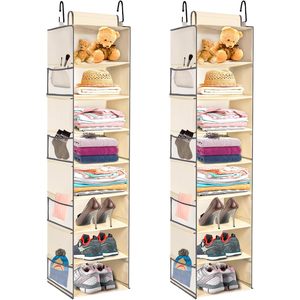 1 Pack Hanging <b>Shoe</b> Organizer 8 Shelf With Side Pockets For Closet <b>Storage</b> Behind Door Wall Mount Fabric Organizer - Product Image 1