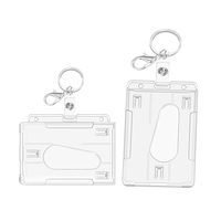 Porte-badge vertical en plastique rigide PC sans fente pour pince porte-clés, avec cordon rétractable pour cartes d'identité, permis de conduire et cartes de crédit