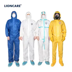 Jumpsuit Coverall sekali pakai PPE pakaian Terusan pelindung putih cat Suit