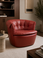 Fauteuil pivotant moderne en cuir ou tissu, style baril, pour salon, salle à manger, hôtel – Vente directe usine, OEM/ODM