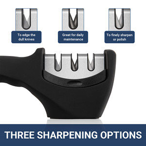 Logo personalizzato 3 in1 <span class=keywords><strong>professionale</strong></span> manuale <span class=keywords><strong>coltelli</strong></span> da cucina <span class=keywords><strong>affilatura</strong></span> 3 stadi diamante tungsteno temperamatite con guanti e scatola regalo - Product Image 4