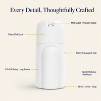 Diffuseur d'arômes mural sans fil 200 ml, double alimentation (batterie et application), 5 minuteurs, sans perçage, 300-500 m, pour hôtels, OEM personnalisé, noir et blanc