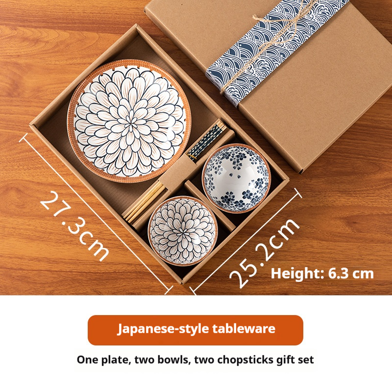 Chocolat+Bleu - 2 bols 2 baguettes 1 assiette Coffret cadeau