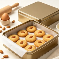Boîte en métal carrée générique écologique en gros pour biscuits, gâteaux aux amandes, emballage de pâtisserie, cadeau