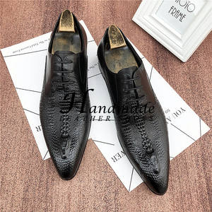 Zapatos de cuero genuino con estampado de cocodrilo, estilo moderno, para jóvenes peluqueros, zapatos de traje para novios. - Product Image 5