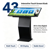 Kiosque interactif tactile 4K de 43 pouces, 20 points tactiles pour affichage d'informations dans les centres commerciaux, base en forme de K pour Windows