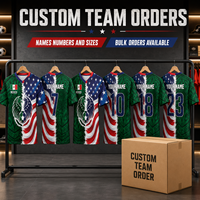 Maßgefertigtes Mexiko-US-Adler-Trikot mit Grünem Azteken-Wappen, Trendiges Sublimationsdruck-Trikot mit Halbem Schlitz für Fans, Dual Heritage Jersey T-Shirt