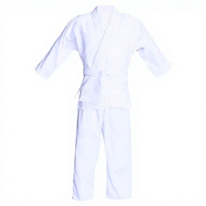 Kimono de karaté pour adultes, blanc, polyester/coton, unisexe, coupe régulière, respirant, 7 oz, anti-rétrécissement, séchage rapide, vêtements d'arts martiaux - Product Image 1