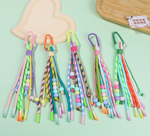 Breloques multicolores en corde tressée | Porte-clés perlé/dessin animé et <span class=keywords><strong>pendentif</strong></span> de sac <span class=keywords><strong>pour</strong></span> lanière de téléphone <span class=keywords><strong>portable</strong></span> - Product Image 6