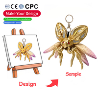 Porte-clés personnalisé en peluche Cigale Dorée, Breloque de sac mignonne en forme d'insecte porte-bonheur, Pendentif brodé métallique pour sac à dos, Cadeau, Vente en gros, OEM