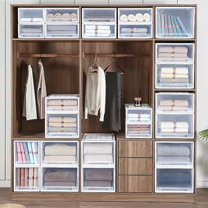 Clothing Organizer <b>Plastic</b> Storage Drawer Rectangle Solid Color <b>Large</b> Capacity Household Standing Type YN2 - Product Image 4