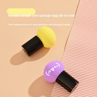 Ensemble d'éponges de maquillage et de fond de teint pour le visage en poils synthétiques avec éponge à tête ronde, boîte de rangement pratique pour les voyages