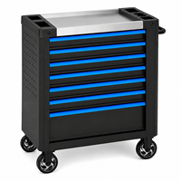 Coffre à outils mobile industriel de qualité supérieure, en acier robuste, 4 roulettes, plan de travail en acier inoxydable, poignée latérale, automobile