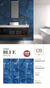2025 Ultra-Luxe 800x2600 Lin-Texturé Bleu Art Floral Marbre Porcelaine Dalle Effet Pierre Revêtement Mural Sans Soudure - Product Image 4