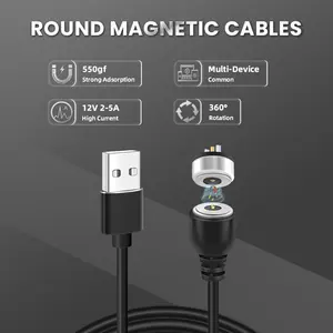 Rodada 5V 1A Circular 5V2A Masculino Feminino USB Cabo De Carregamento Magnético Conector Elétrico