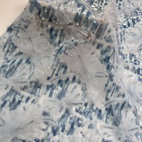 Tissu brodé à sequins en maille 100 % acrylique, ruban tridimensionnel brodé de sequins pour femmes