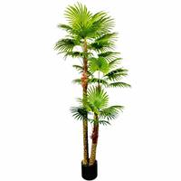 Palmier artificiel multi-troncs, plante décorative d'intérieur, Livistona Chinensis artificielle pour la décoration de la maison, du centre commercial, de l'hôtel et du paysage