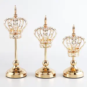 European Style Candlestick Light Luxury Iron Crystal Home Romantic Wedding Props Candlestick Dining Table Decoration Table Lamp