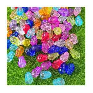 Hot Selling Colorful Crystal Transparent Halloween Head Shaped Beads Charms For Holiday Party Jewelry Making Costumes