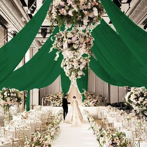 Rideaux de plafond rideaux transparents émeraude pour chambre à coucher auvent arc de mariage drapé tissu décors verts pour fête de réception - Product Image 3