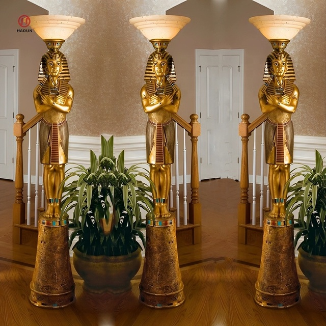 Garden Decorative Large Metal Bronze Egyptian Pharaoh Statue Craft Bronze Figure Statue Lamp