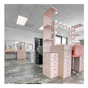 Led trang điểm ánh sáng đơn giản Thiết kế hiện đại tủ quần áo đặt phân ngăn kéo phòng trắng hồng đen Vanity Gương bàn trang điểm - Product Image 2